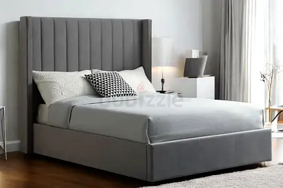 Brand new velvet fabric Grey Bed with medical mattress