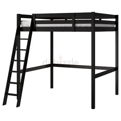 Black Loft Bed Frame with Ladder