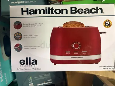 Hamilton Beach Toaster 2 Slice, Ella, 800W, Wide Slots, 7 Variable Browning Levels,