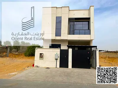 Townhous for sale in Ajman, Al Helio 1 area. The villa consists of 3 master bedrooms, a majlis (formal sitting room), a living room, and a maid's room