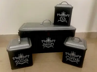 Vintage Black Metal Storage Set