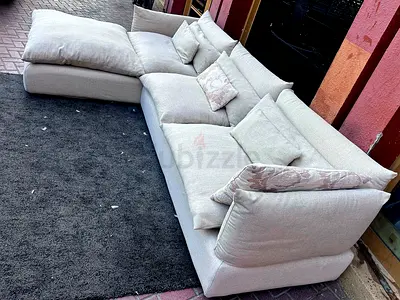 Marina home Leather L shape sectional sofa with footstool