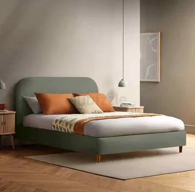 Modern Green Bed Frame with Stylish Headboard