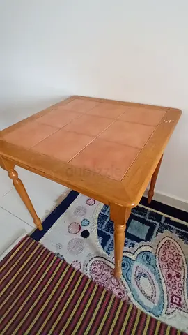 Wooden Dining Table with Tile Top