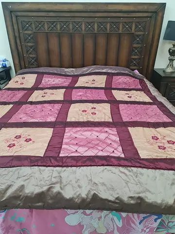 Full set bedroom with Elegant king Size Bed with Quilted Comfort.beautiful wooden dresser and comid