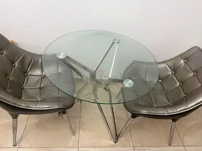 Stylish Glass Dining Table with 2 nos Modern Chairs