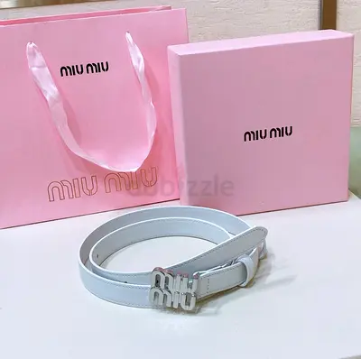 Miu Miu White Leather Belt with Packaging