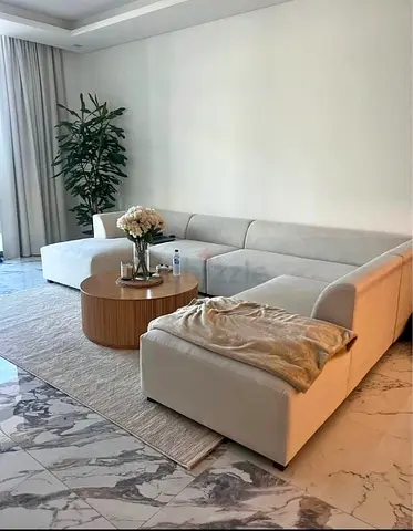 Elegant Corner Sofa with Stylish Coffee Table