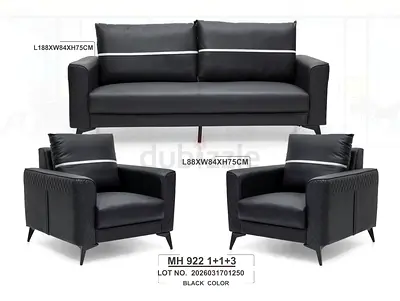 Modern Black Sofa Set with Armchair