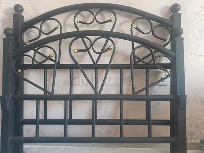Elegant Black Metal Bed Frame with mattress