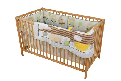Wooden Crib with Bedding Set