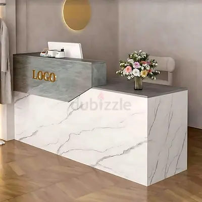 Luxury Marble  Concrete Geometric Reception Desk