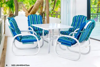 Outdoor Patio Furniture Set with Cushioned Chairs and Table