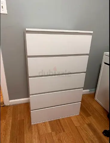 Modern White Dresser with Five Drawers