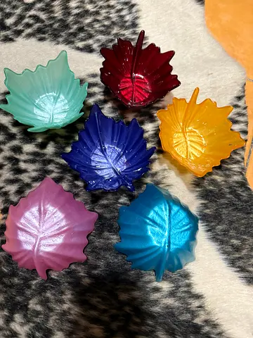 Collection of Colorful Leaf-Shaped Decorative Bowls