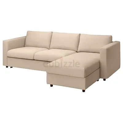 Ikea Hallarp beige L shape sofa bed with mattress