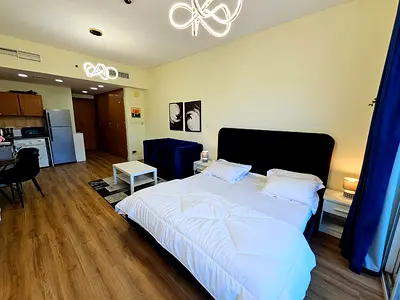 Wooden Flooring Apartment || Newly Furnished Studio || Amazing Lake and Pool View || Near Me'aisem City Centre