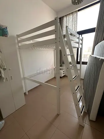 IKEA Loft bed frame, white stain, 140x200 cm