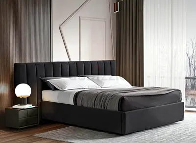Modern Black Bed Frame with Headboard