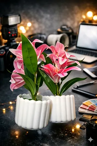 Elegant Floral Arrangement in Modern Planters