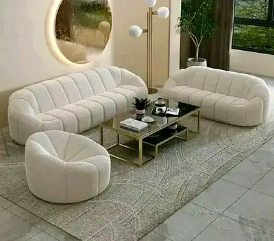 Modern White Sofa Set with Coffee Table