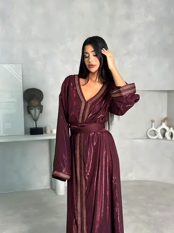 Stylish Burgundy Kaftan Dress Handmade