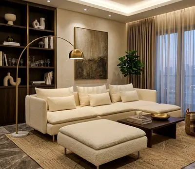 Minimalist Corner Sofa Clean design, soft cushions, left/right fitting option, fits perfectly in com
