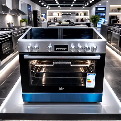 Beko Freestanding Electric ceramic cooking range 5 hobs stove oven fan cooker 90x60