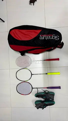 apacs 232  2-accurate 77  badmintion racket ,yonex shoe 8.5 size , double kit bag