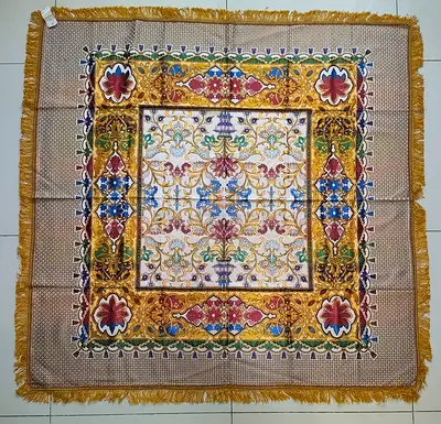 Spanish Altar Tapestry Vintage Scarf Sevilla Spain Label Embroidered Manton VTG