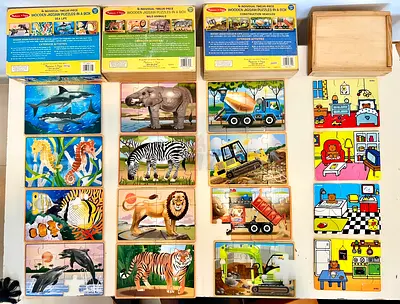 4x Jigsaw Wooden Puzzle