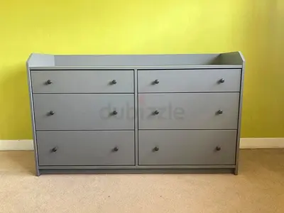 Gray Baby Dresser with Six Drawers