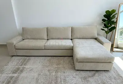 IKEA KIVIK L-shape sofa, cream color, left  right fitting. Wide Armrests: The