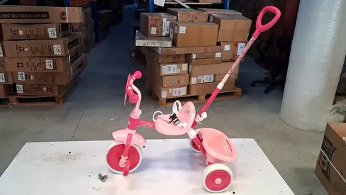 Pink Barbie Tricycle with Push Handle