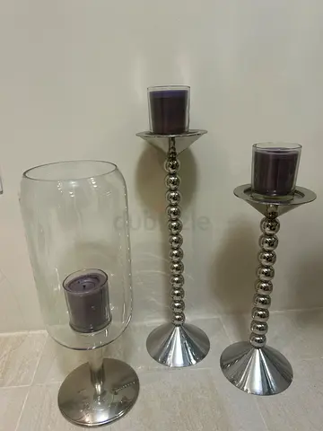 Stylish Silver Candle Holders and Glass Vases(open for negotiation?