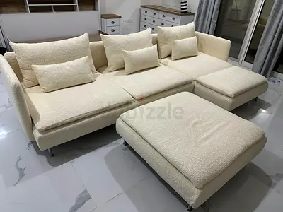 Stylish Corner Sofa Set Beautiful cream tone with modern look. Strong frame, soft foam, and flexibl