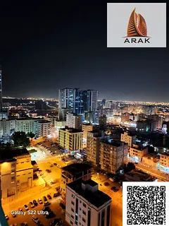 Experience exceptional living on Ajman Corniche in a one-bedroom apartment with a living room, two b
