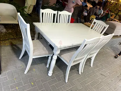 Elegant White Dining Set with Chairs