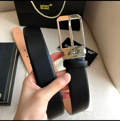 Mont Blanc Black Leather Belt