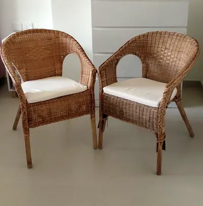 AGEN IKEA 2 rattan armchairs with cushion