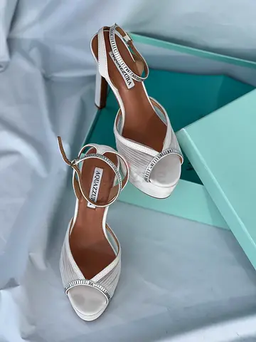Aquazzura White High Heels with Ankle Strap