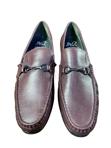 Attilio Mens Genuine Leather Horsebit Loafer - Burgundy