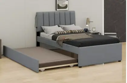 Modern Gray Bed with Underbed Storage