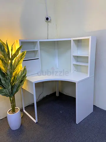 Modern Corner Desk with Shelves