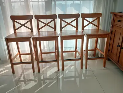 Set of 4 Bar stools with backrest