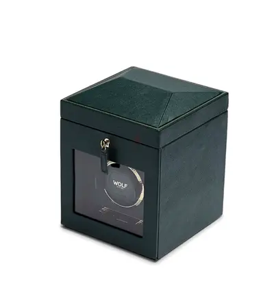 WOLF 1834 British Racing Single Watch Winder / Green Storage | Elegant Watch and Jewelry Box
