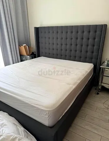 Elegant king size fully custom made bedframe in soft Valvet and, Hydraulic storage can be installed.