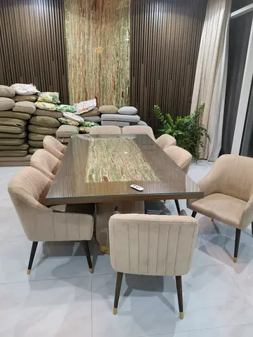 Elegant Dining Table Set with Plush Chairs