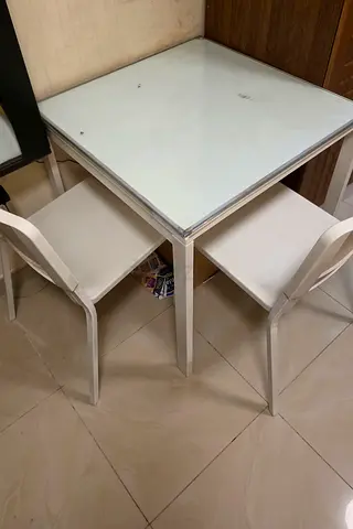 Dining table with 2 chair  glass top IKEA