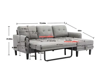 Modern Grey Sofa with Chaise Lounge